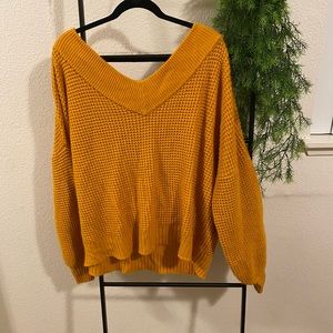 Mustard yellow Knit Off a shoulder Sweater
